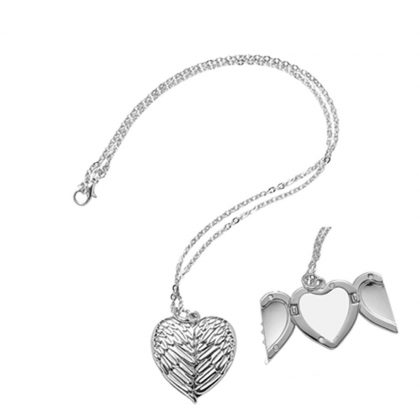 NECKLACE SILVER Heart Angel Wings - 3x3cm