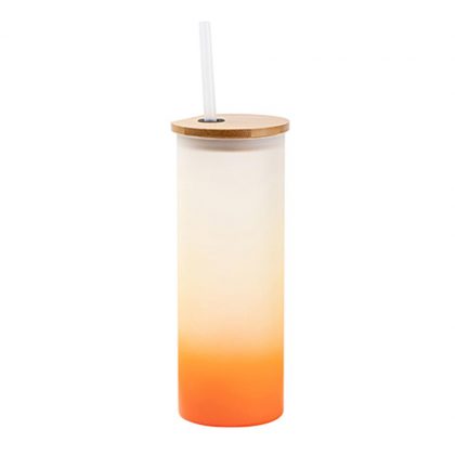 Skinny Glass Tumbler 17oz (FROSTED) ORANGE Gradient