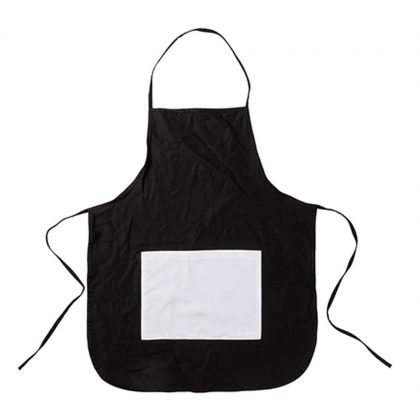 APRON 75x60cm (BLACK) ADULTS with WHITE pocket