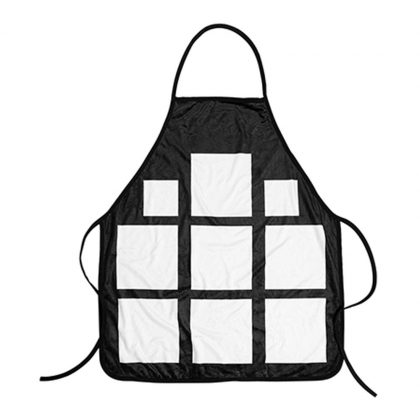 APRON - ADULTS (65x72) BLACK Polyester 9 panels