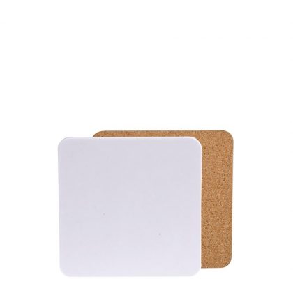 Coaster 8.9x8.9cm (Plastic 4mm) GLOSS Square with Cork