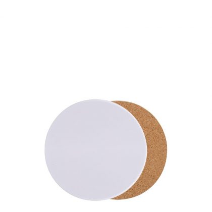 Coaster 8.8cm (Plastic 4mm) GLOSS Round with Cork