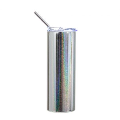 Skinny Tumbler 20oz SILVER Metallic Sparkling