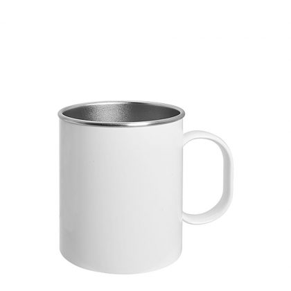 Stainless Steel Mug 11oz (PolyWrap MATT) WHITE with Handle