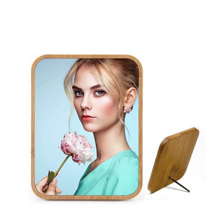 Alum. Panel 15.2x20.3cm (WHITE gloss/0.45mm) with Bamboo Frame